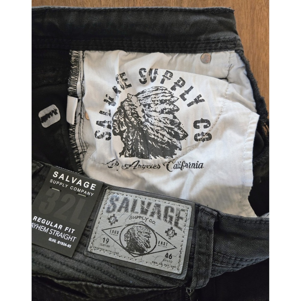 Salvage Supply Co. Jeans Black 32x34 Regular Fit Mayhem Straight READ (Smoke)NWT - Picture 12 of 15